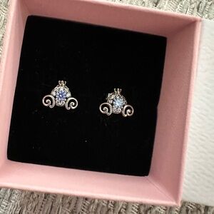 Pandora silver and blue Carriage Earrings